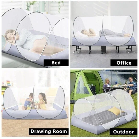 Extra Large Pop up Mosquito Tent, Portable Foldable Mosquito Net for Bed Camping - Picture 6 of 7